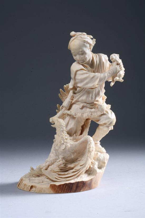 Appraisal: FINE JAPANESE IVORY OKIMONO Meiji period Signed carved to depict