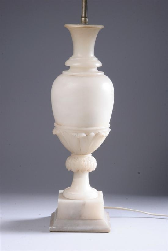 Appraisal: ITALIAN ALABASTER URN-FORM TABLE LAMP - in tall