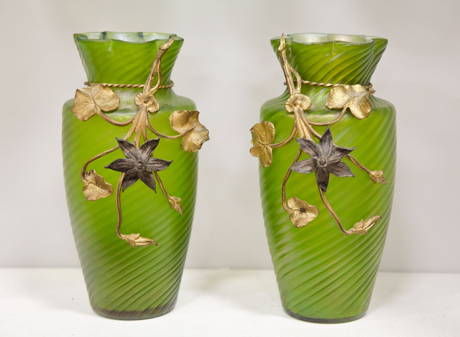 Appraisal: PAIR OF LOETZ TYPE VASES Bohemian first half th century