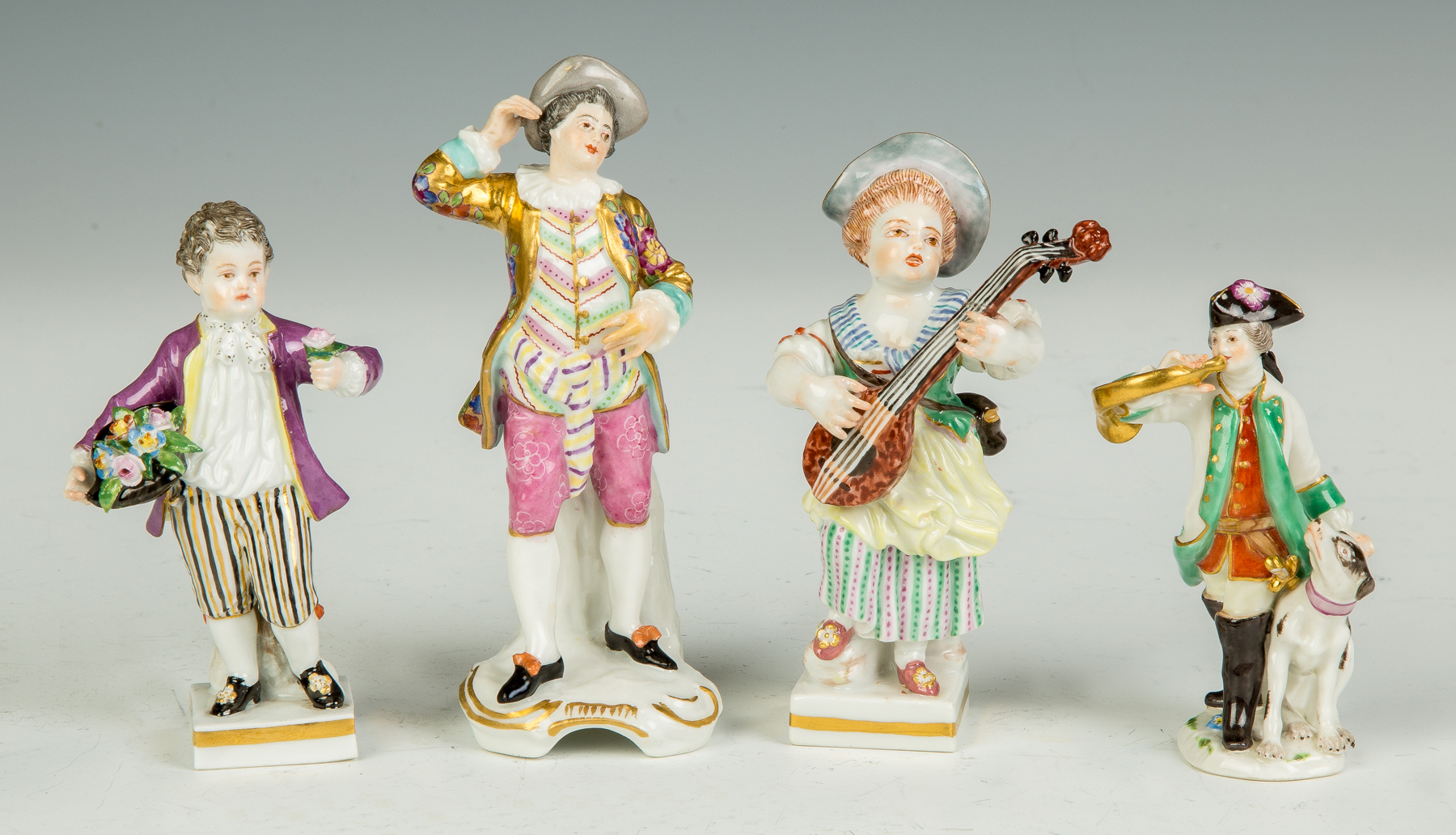 Appraisal: Four Meissen Figures th century Blue crossed swords mark