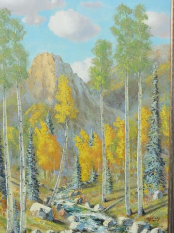 Appraisal: Thomas L Lewis oi Autumn landscape on canvas image area