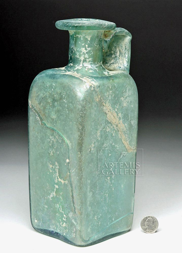 Appraisal: Huge Roman Green Glass Jug - from Cologne Roman Imperial