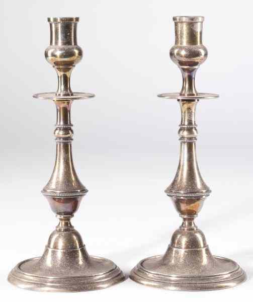 Appraisal: Pair of Austrian Silver Candlesticksearly th century with faint eagle