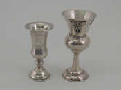 Appraisal: Judaica Two silver kiddush cups one with thistle shaped bowl