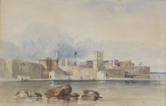 Appraisal: H J Johnson The Walls of Rhodes watercolour old label