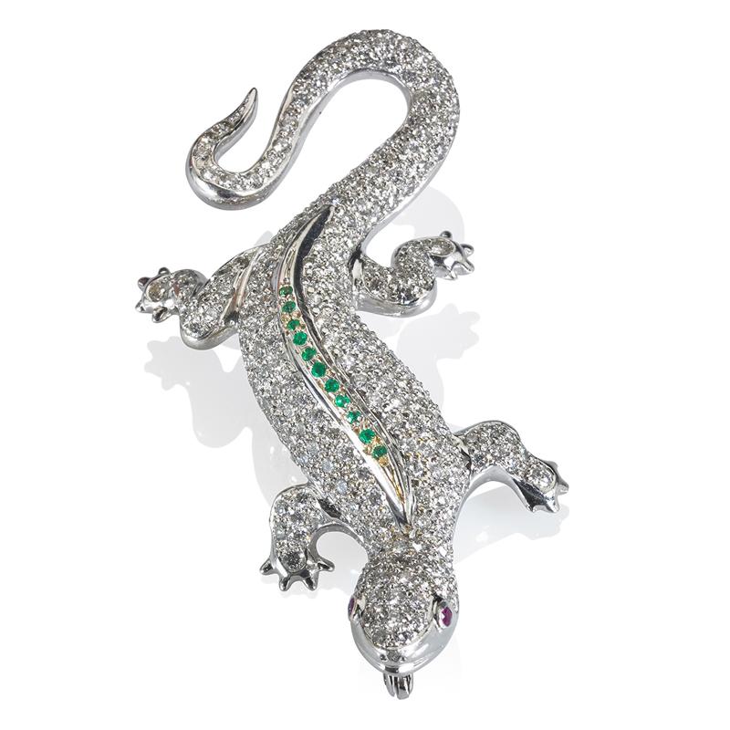 Appraisal: DIAMOND K WHITE GOLD SALAMANDER BROOCH Condition Report