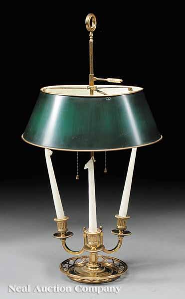 Appraisal: A French Finely Cast Three-Light Bouillotte Lamp in the style