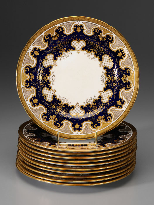 Appraisal: Set of Eleven Fine Coalport Plates English - extravagant cobalt