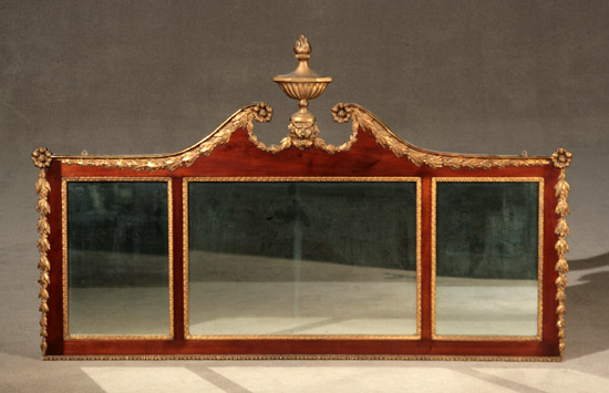 Appraisal: Federal Style Parcel Gilt Mahogany Three-Part Over-Mantel Mirror First Half