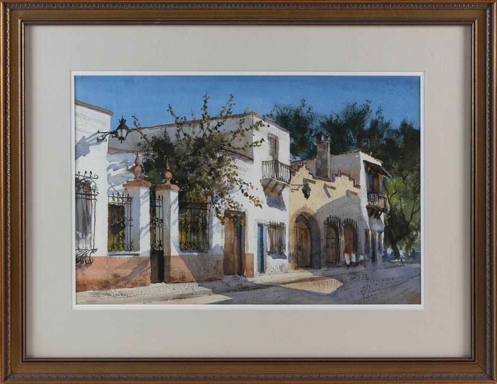 Appraisal: PAUL STRISIK MASSACHUSETTS - VILLAGE STREET MEXICO WATERCOLOR ON PAPER