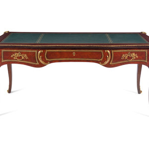 Appraisal: A Louis XV Style Gilt Bronze Mounted Mahogany Veneered Bureau