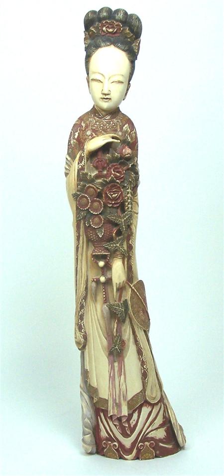 Appraisal: A large Japanese ivory figure of a bejin Meiji or