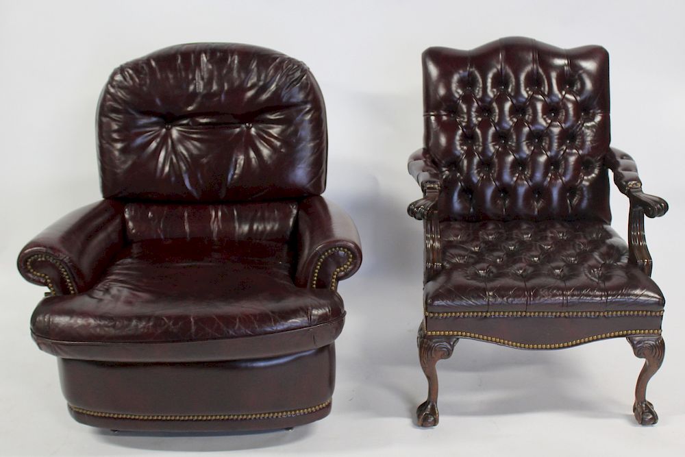 Appraisal: Vintage and Quality Leather Arm Chair and Recliner From a