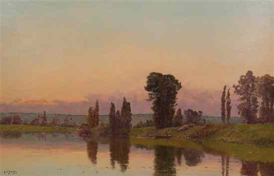 Appraisal: Jacques Henri Delpy French - Lakeside Sunset oil on board