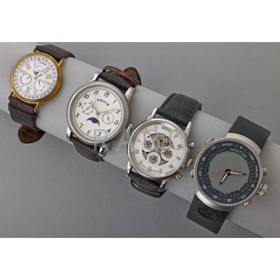 Appraisal: FOUR RECENT GENTLEMAN S WATCHES Kenflieger steel automatic chronograph with