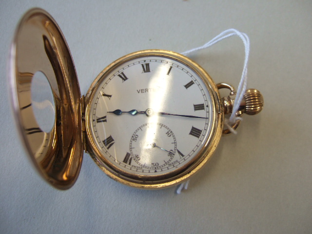 Appraisal: A gentleman's ct gold cased keyless wind half hunting cased