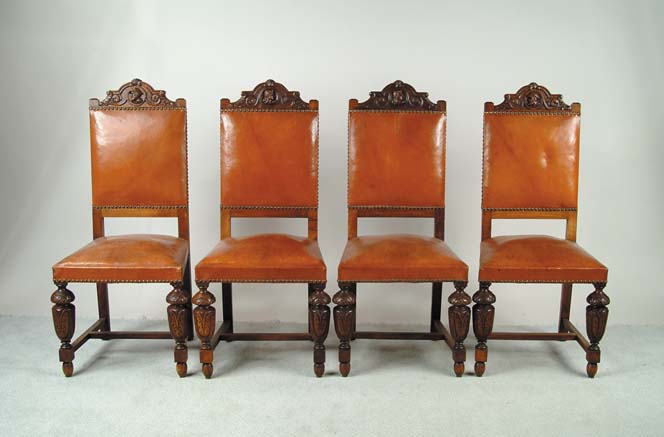 Appraisal: FINE CARVED OAK DINING ROOM SET Set consists of four