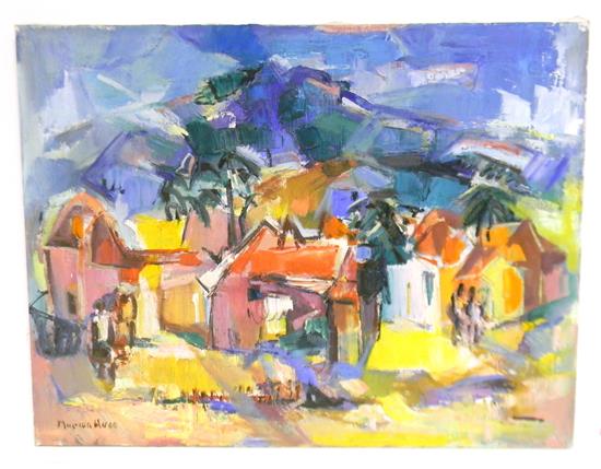 Appraisal: Marion Huse American - Caribbean Village oil on canvas signed