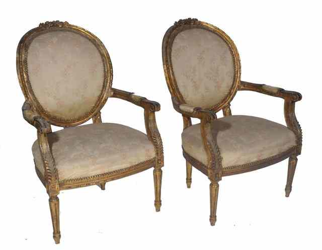 Appraisal: A PAIR OF FRENCH LOUIS XV STYLE OPEN ARM CHAIRS