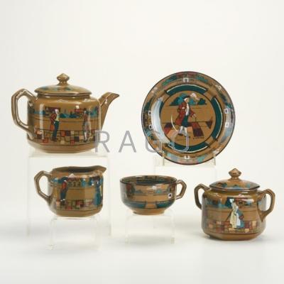 Appraisal: BUFFALO POTTERY Deldare Ware Tea set Village Life in Ye