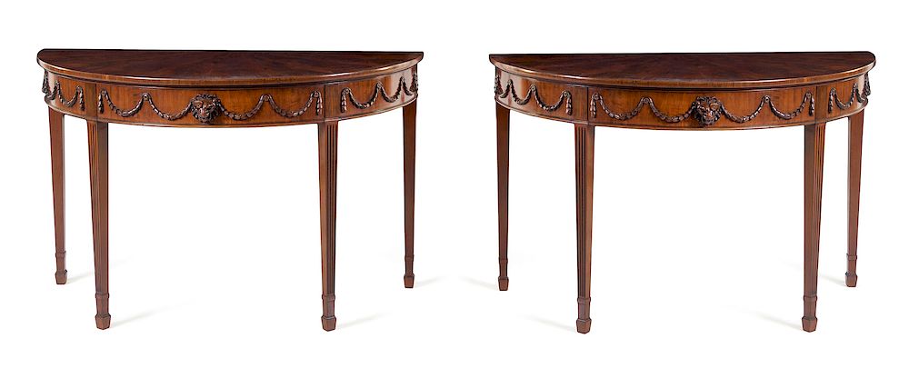 Appraisal: A Pair of Adam Style Mahogany Console Tables A Pair