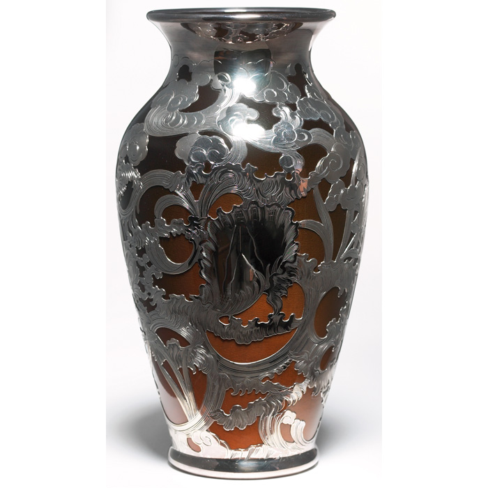 Appraisal: Rookwood vase Standard glaze with a tulip design applied silver