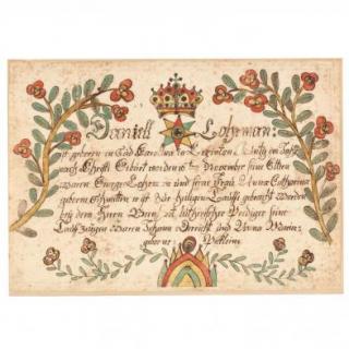 Appraisal: Rare South Carolina Fraktur watercolor and ink on paper the