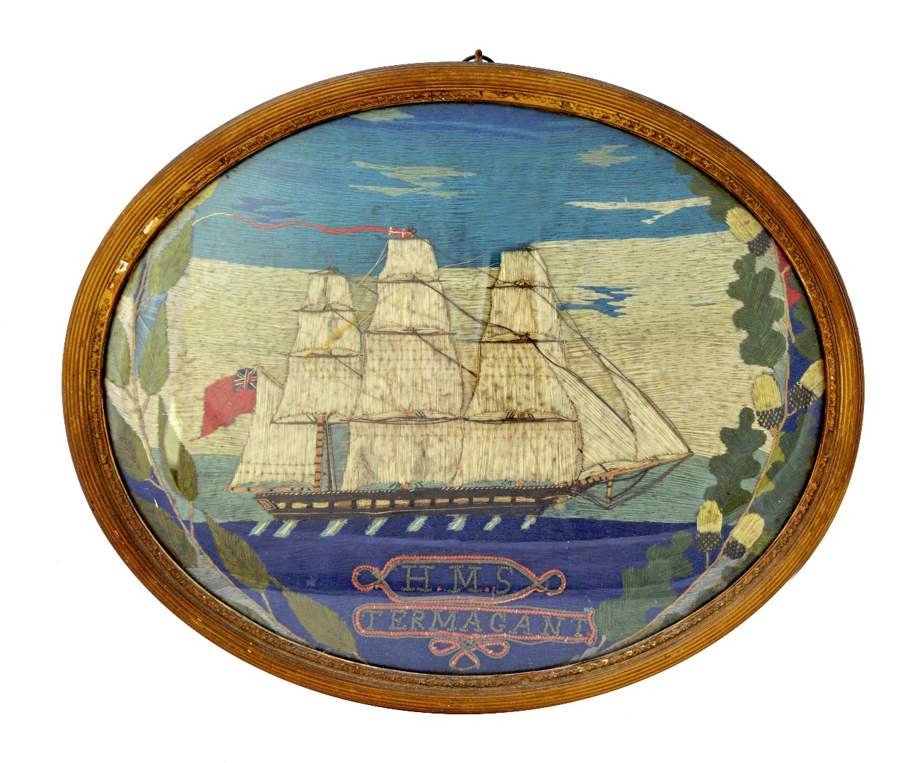 Appraisal: A Regency period sailor's wool work picture depicting The HMS