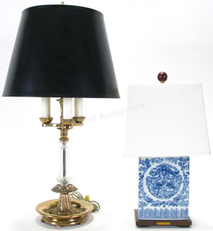 Appraisal: Ralph Lauren and Brass and Glass Table Lamps Ralph Lauren