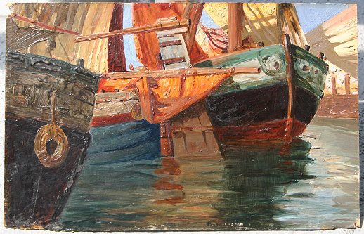 Appraisal: COMELLI Dante Italian - Boats at the Dock Oil Board