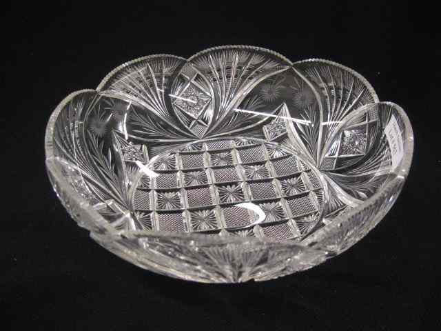 Appraisal: Cut Glass Bowl elaborate cut engraved designs on a thin