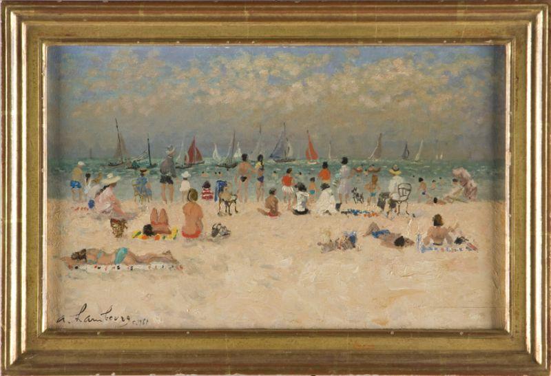 Appraisal: Andr Hambourg Fr - Yachts oil on canvas signed and