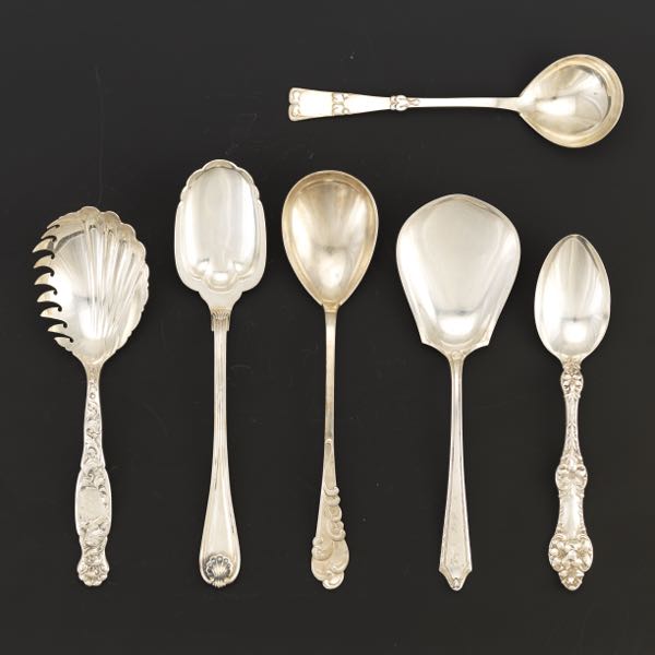 Appraisal: GROUP OF SIX STERLING SILVER SPOONS Six sterling silver serving