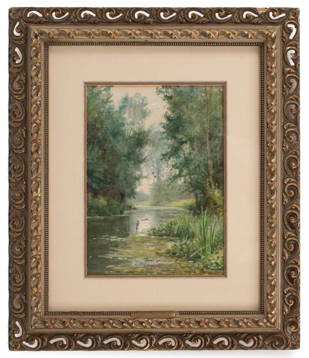 Appraisal: Louis Aston Knight American - Pastoral River Scene watercolor on