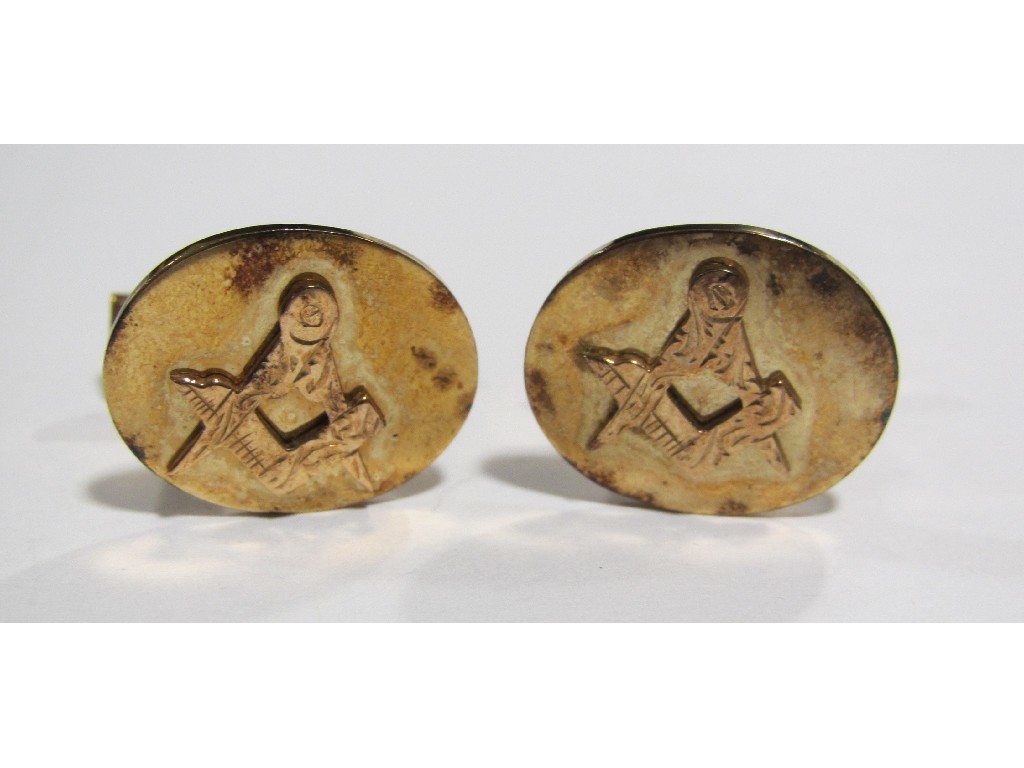 Appraisal: Pair of ct gold Masonic cuff links Approximately gms