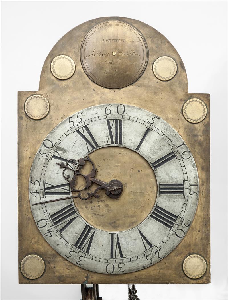 Appraisal: AMERICAN BRASS CLOCK FACE AND MOVEMENT AARON SMITH By Aaron