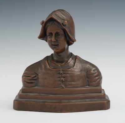 Appraisal: Small Spelter Bust with Bronze Patina Portrait bust of a