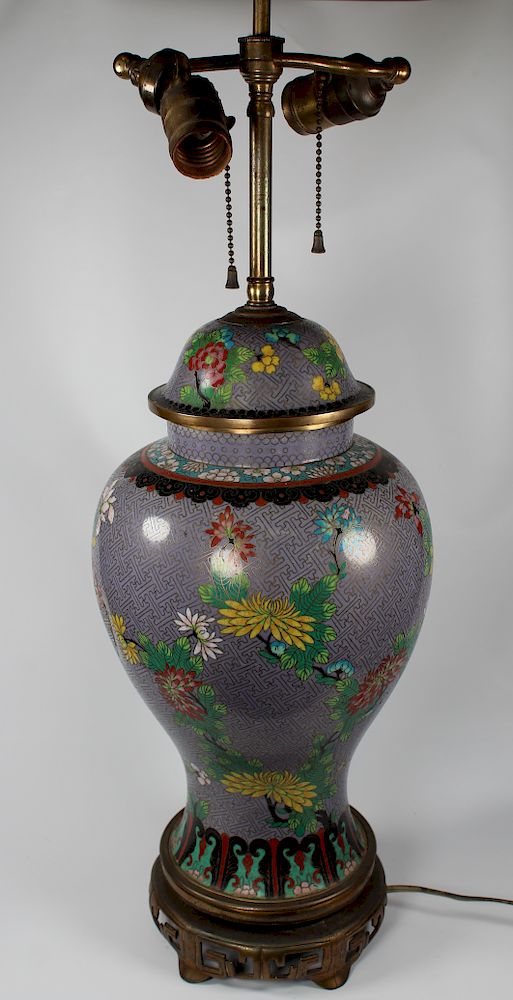 Appraisal: Chinese Cloisonne Style Urn Form Lamp Chinese Cloisonne Style Urn