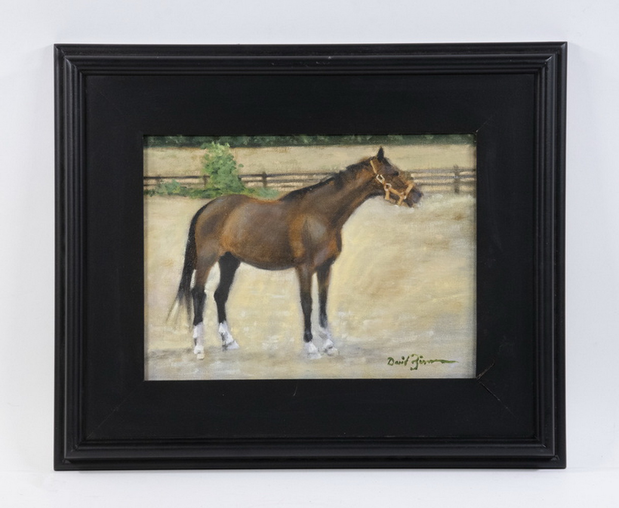 Appraisal: EQUINE PORTRAIT Socks by David Zimmerman oil on canvas board