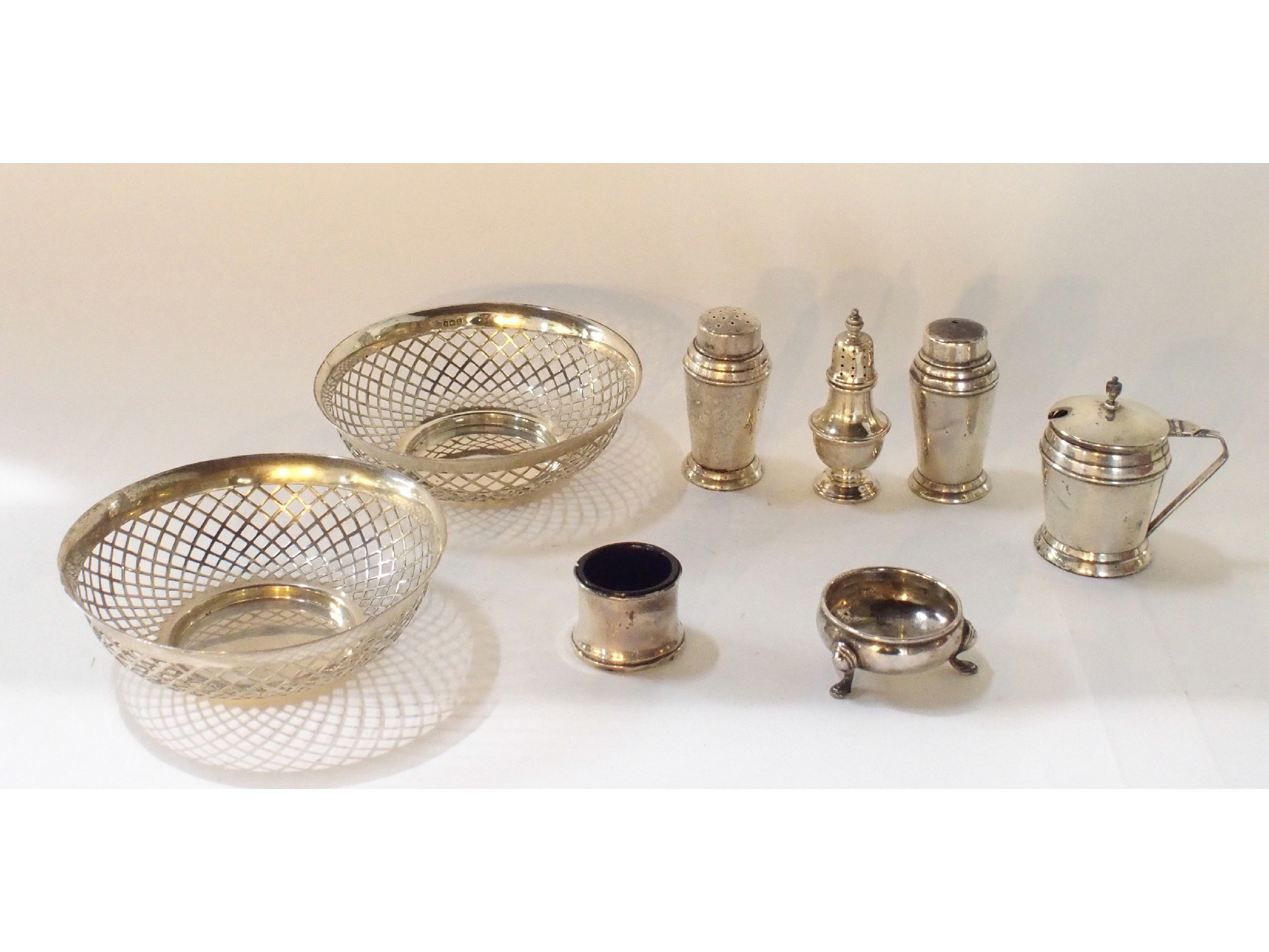 Appraisal: A lot comprising a pair of silver bon bon dishes