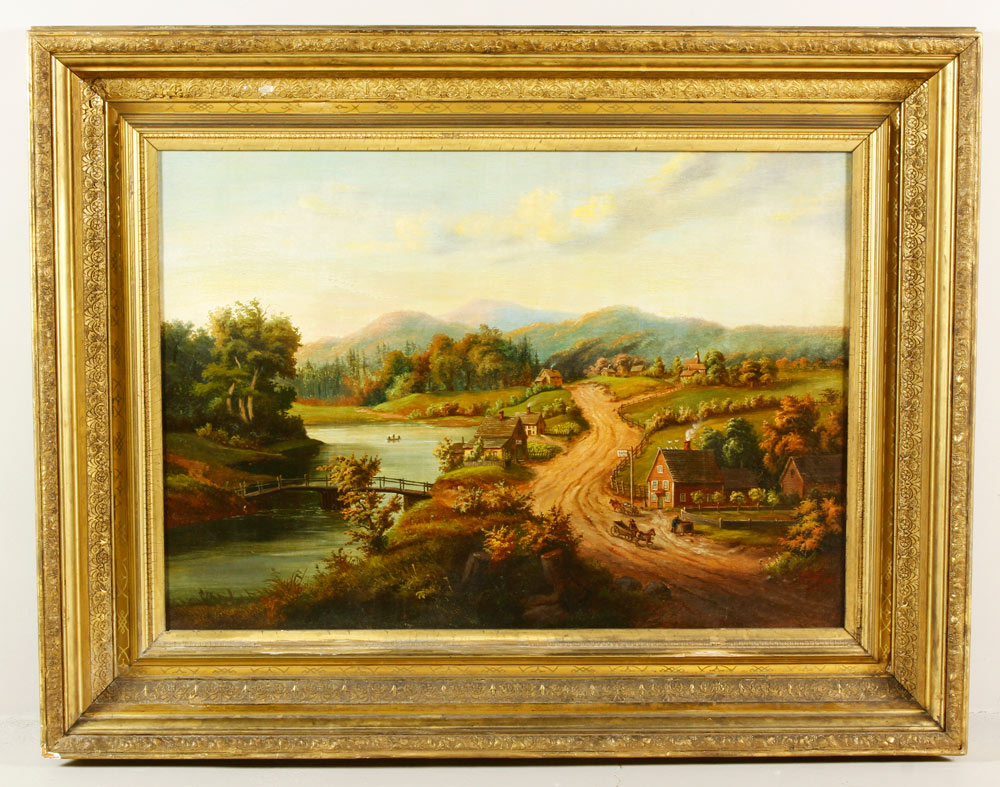 Appraisal: - th C American Village Scene O C th century