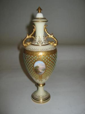 Appraisal: A COALPORT PORCELAIN VASE of urn form with domed lid