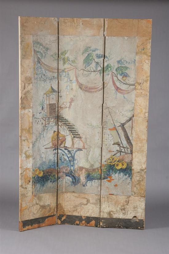 Appraisal: FRENCH CHINOISERIE THREE FOLD SCREEN