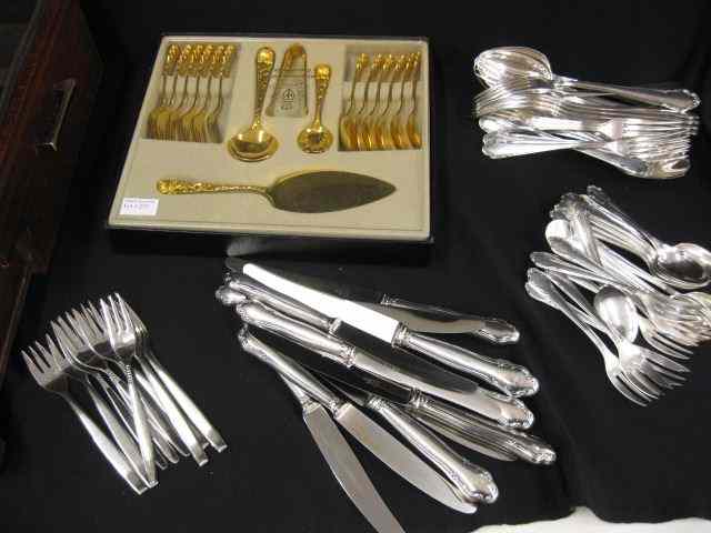 Appraisal: German Silverplate Flatware Service with servers and a gold-plated dessert