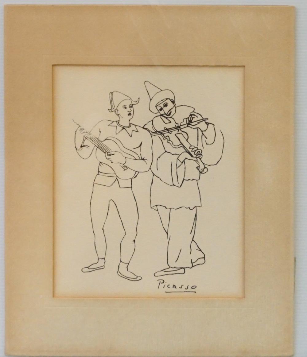 Appraisal: After Picasso Pierrot and Harlequin Print Image Size x in