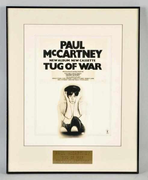 Appraisal: Paul McCartney Tug of War Ad Artwork Description Framed and