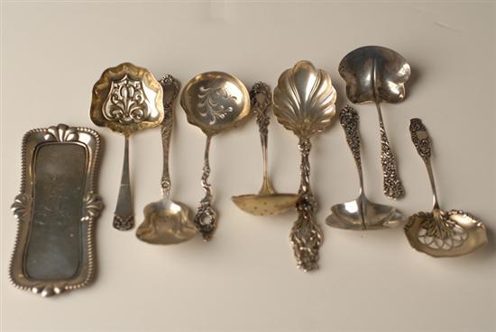 Appraisal: A Nine Piece Miscellaneous Sterling Lot eight bonbon sugar or