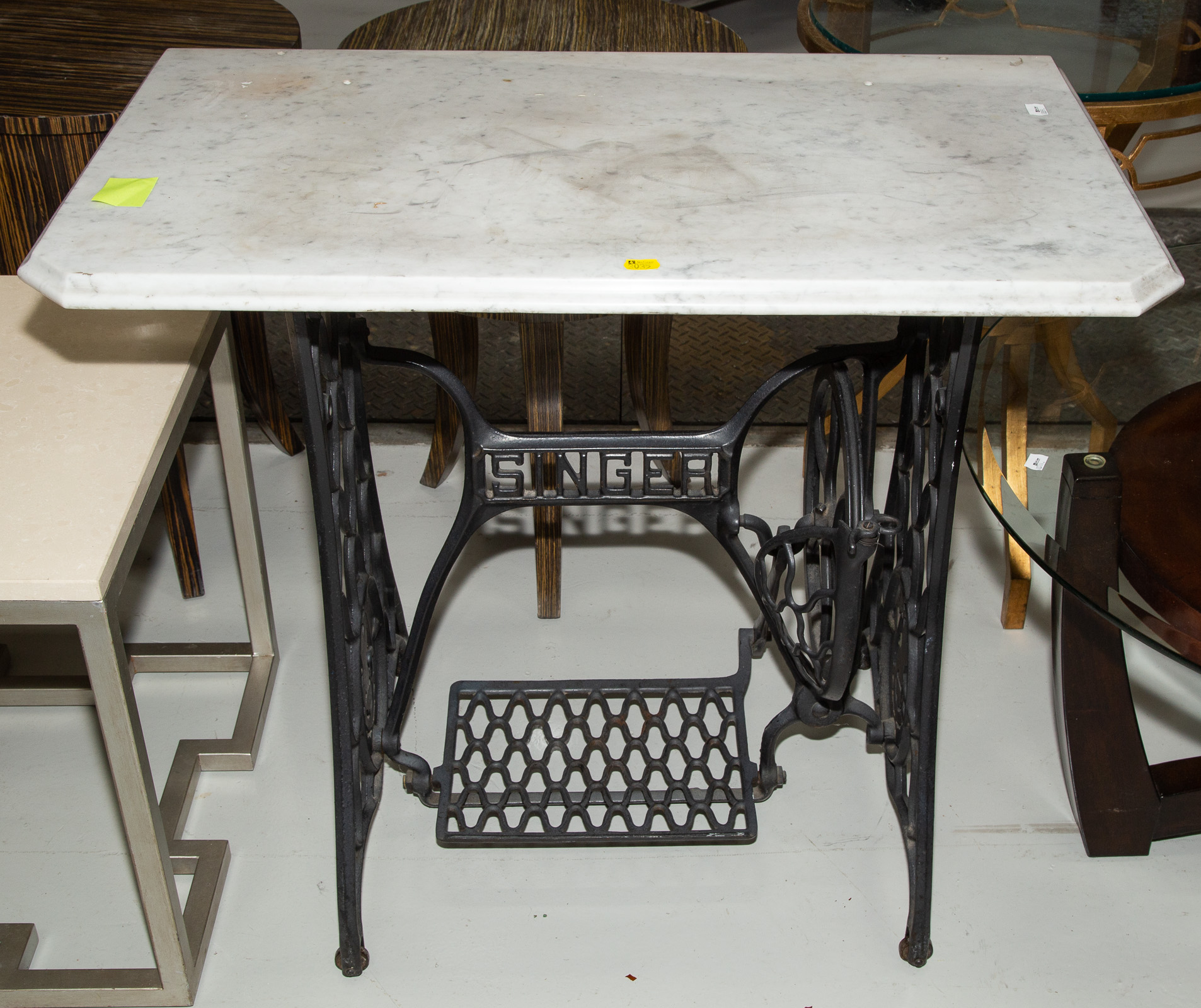 Appraisal: SINGER SEWING MACHINE BASE WITH MARBLE TOP in H in