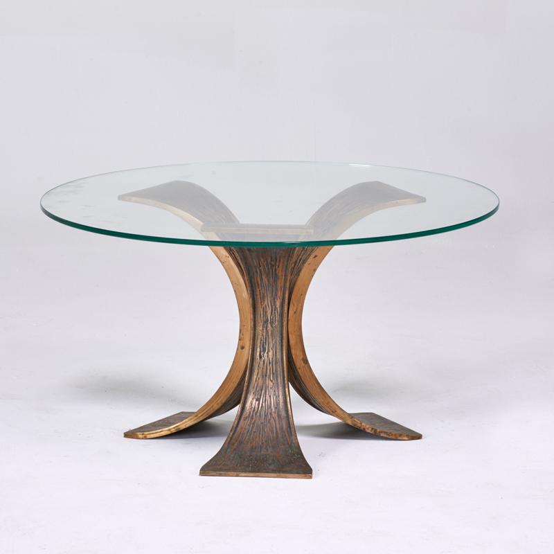 Appraisal: MODERN Occasional table s Bronze-patinated metal glass Unmarked x dia