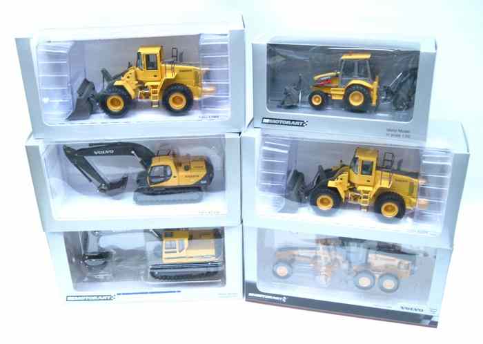 Appraisal: SIX DIECAST SCALE MODELS OF VOLVO HEAVY EQUIPMENT BY MOTORART